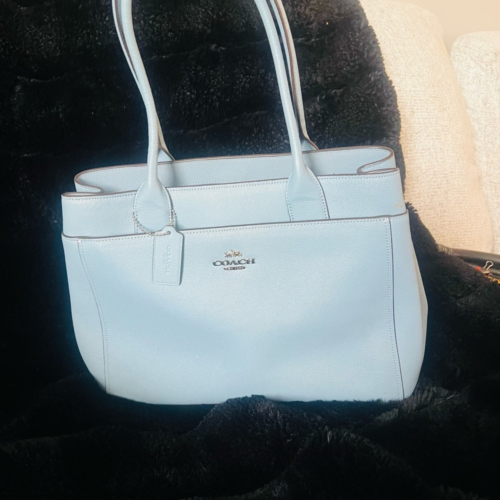 Coach Sky Blue Leather Tote